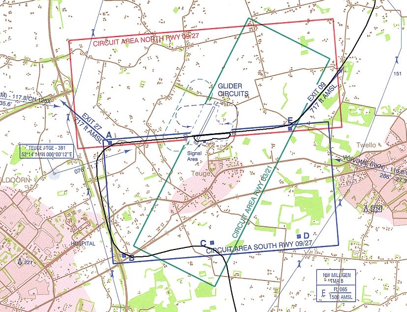 Landingskaart van Vliegveld Teuge