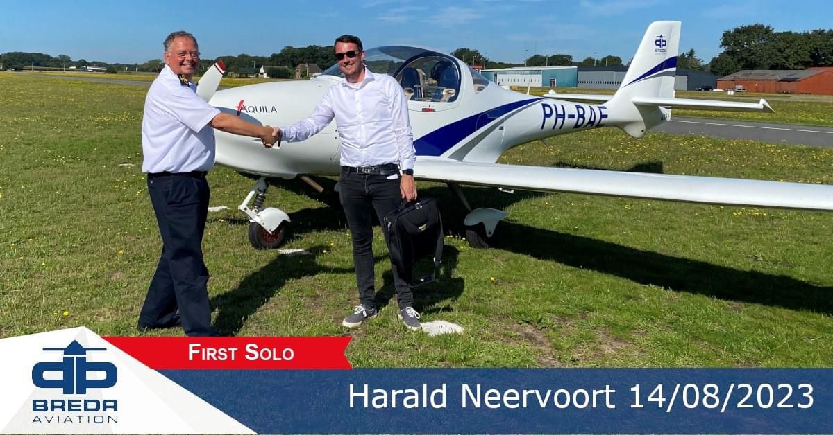 Harald Neervoort ging solo bij een andere vliegschool